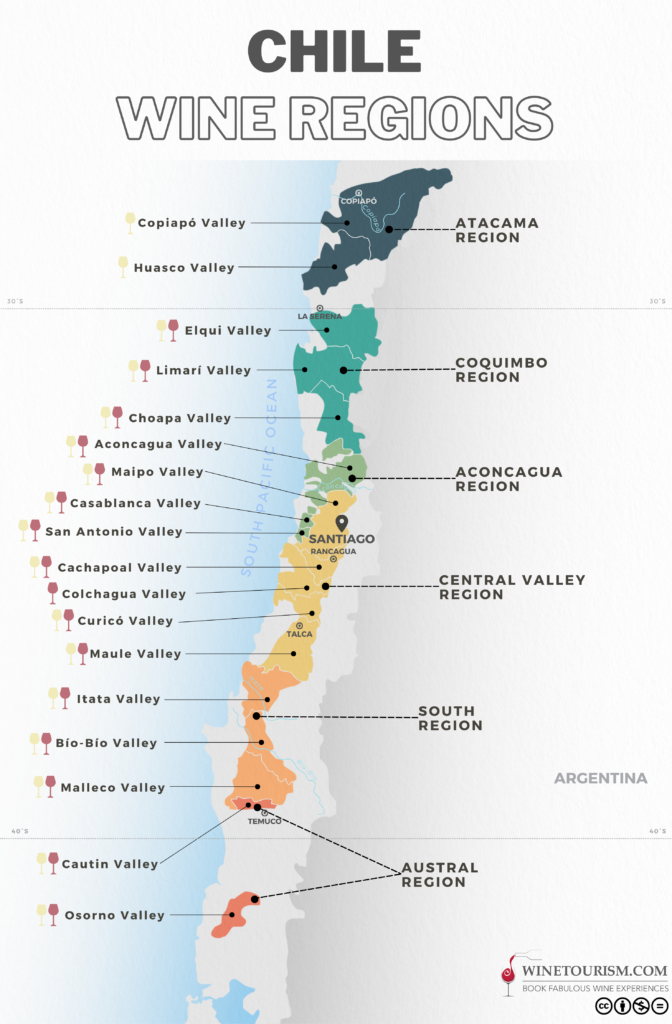 Mapa Vinícola do Chile
